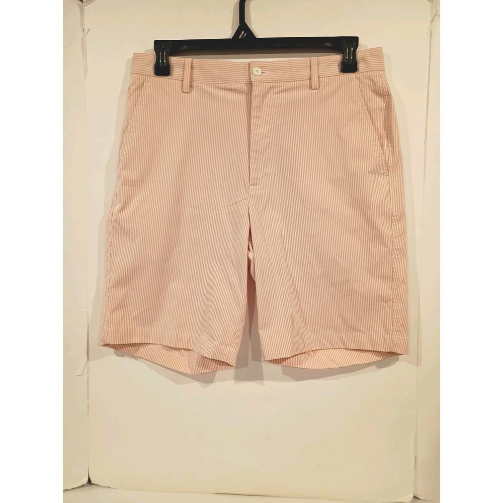 FootJoy FJ Seersucker Golf Shorts Men 34 Orange Stripe Performance Stretch Light